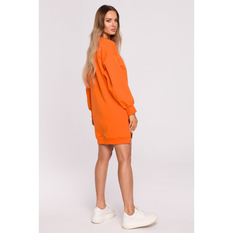 M676 Tunic with patch and decorative zippers - orange