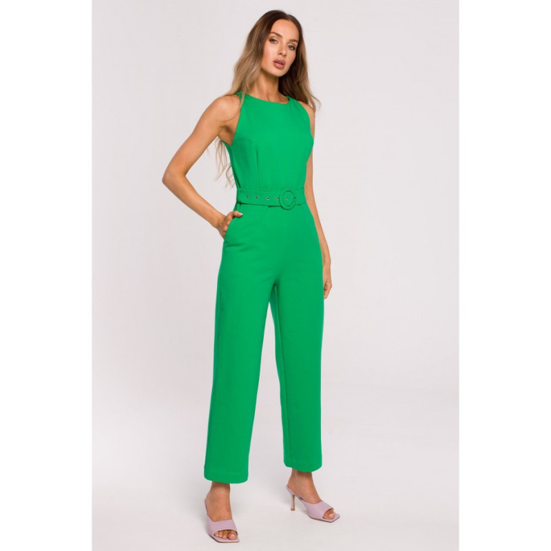 M679 Sleeveless jumpsuit with belt - luscious green