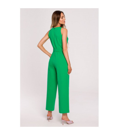 M679 Sleeveless jumpsuit with belt - luscious green