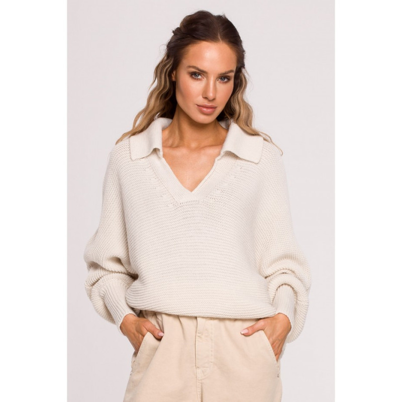 M687 Sweater with collar - ivory