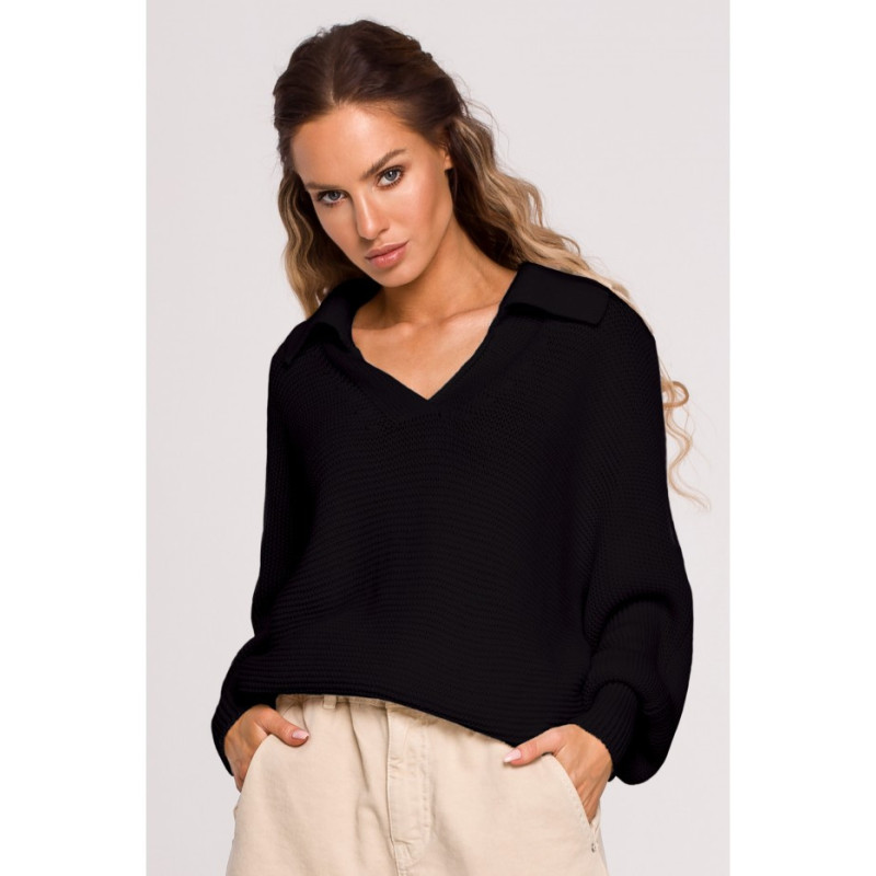 M687 Sweater with collar - black