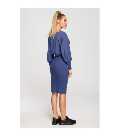 M690 Dress with ribbed bottom - indigo