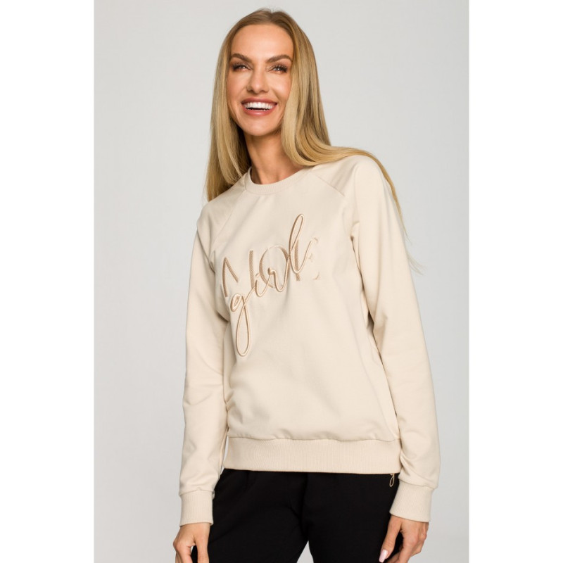 M693 Sweatshirt with embroidery - sand-colored