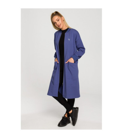 M694 Long zip sweatshirt with slit - indigo