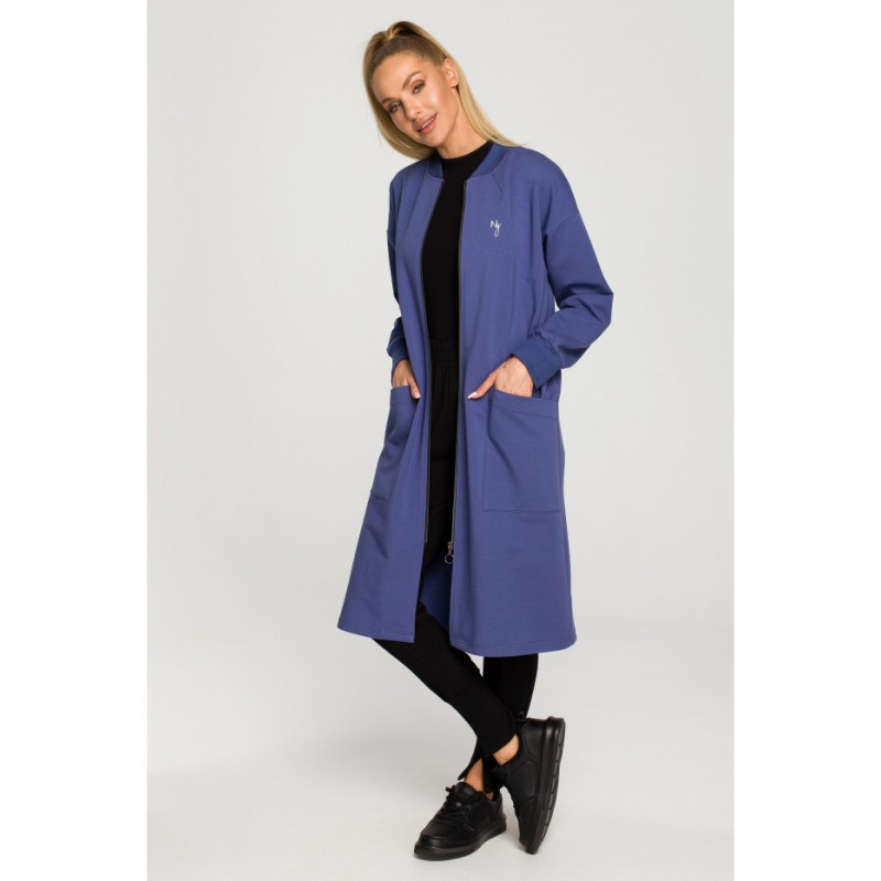 M694 Long zip sweatshirt with slit - indigo