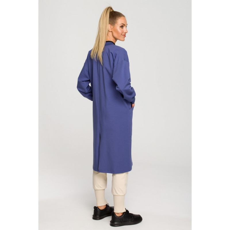 M694 Long zip sweatshirt with slit - indigo