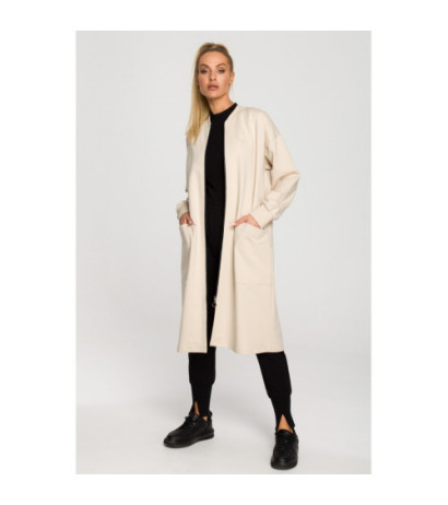 M694 Long zip sweatshirt with slit - sand-colored