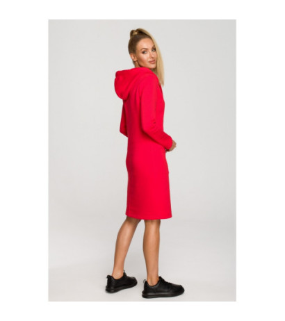 M695 Dress with hood and asymmetrical pocket - red