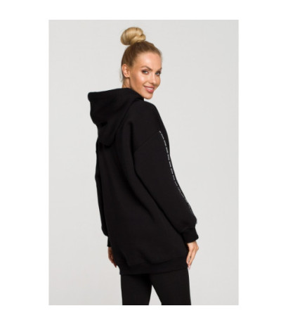 M696 Hooded sweatshirt with decorative piping - black