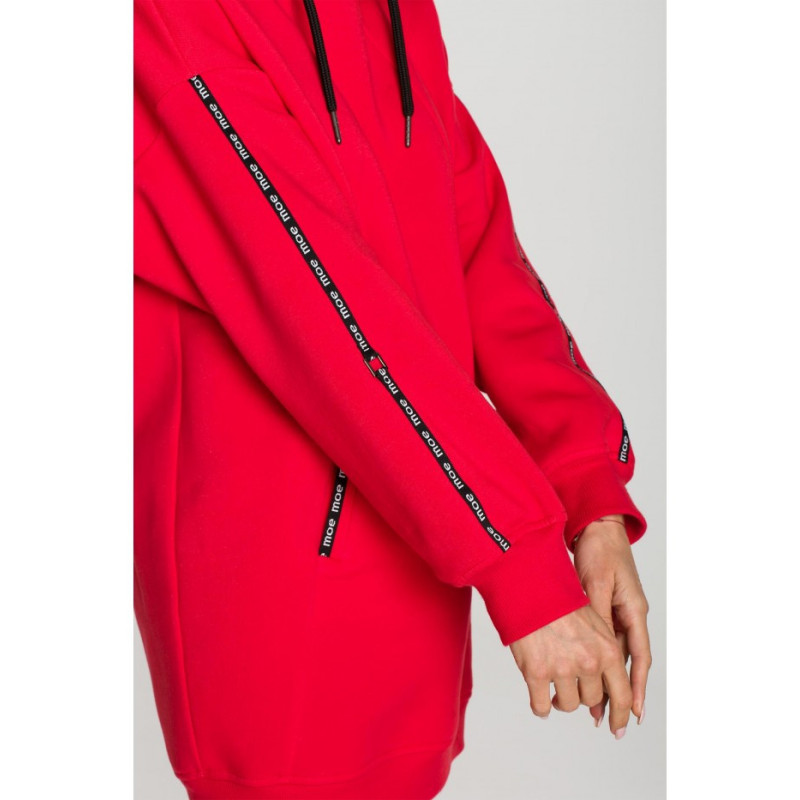 M696 Hooded sweatshirt with decorative stripes - red