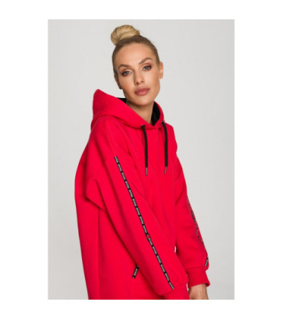 M696 Hooded sweatshirt with decorative stripes - red