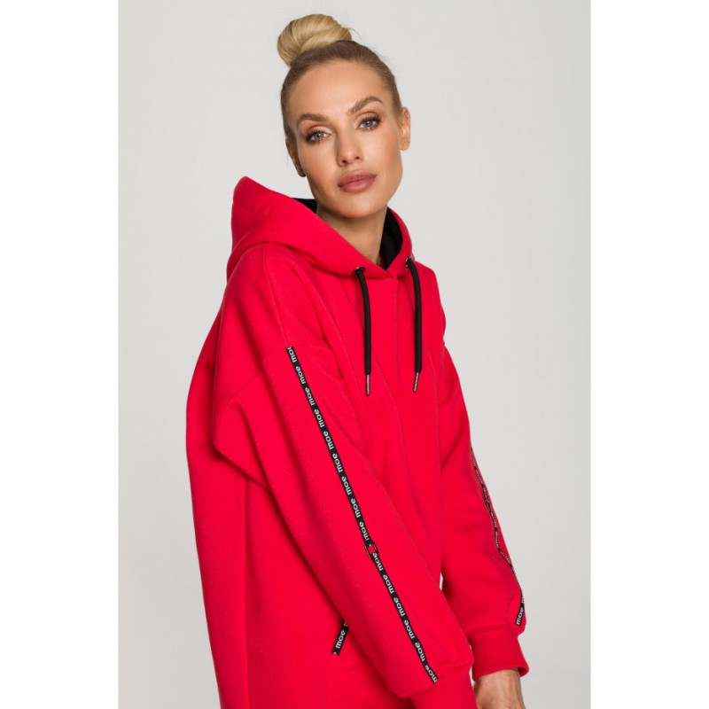 M696 Hooded sweatshirt with decorative stripes - red