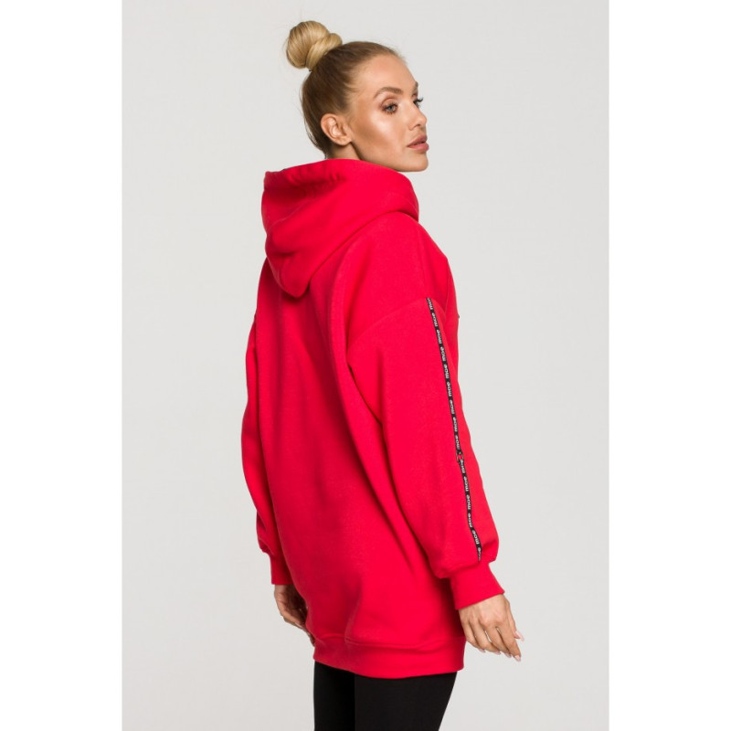 M696 Hooded sweatshirt with decorative stripes - red