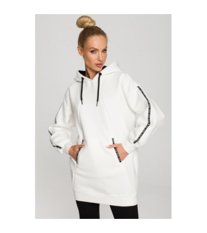 M696 Hooded sweatshirt with decorative piping - ecru