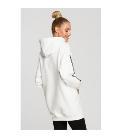 M696 Hooded sweatshirt with decorative piping - ecru