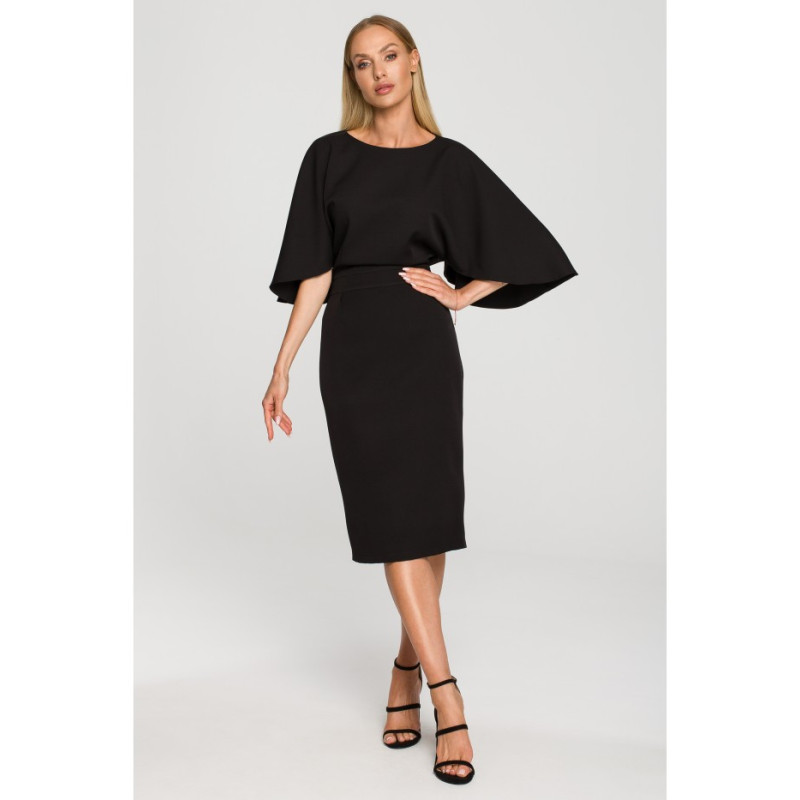 M700 Pencil dress with wide sleeves - black