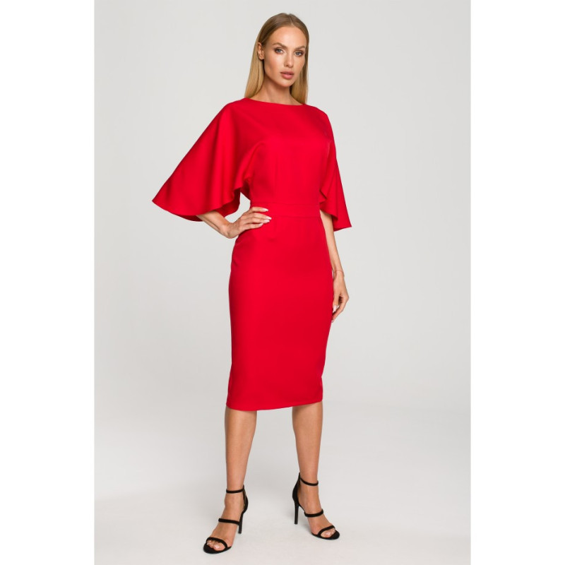 M700 Pencil dress with wide sleeves - red