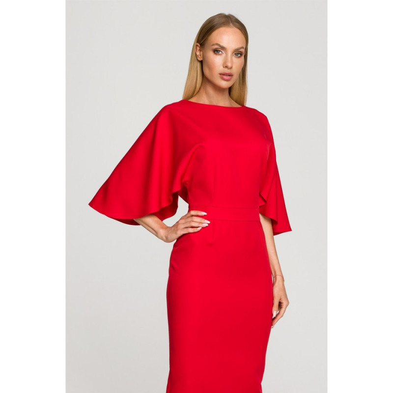 M700 Pencil dress with wide sleeves - red