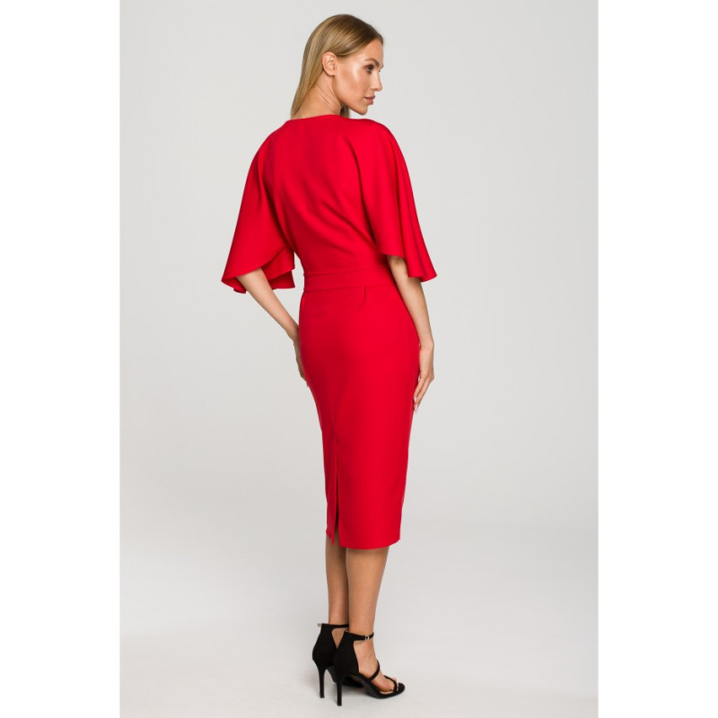 M700 Pencil dress with wide sleeves - red