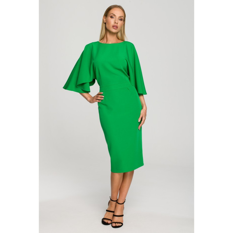 M700 Pencil dress with wide sleeves - luscious green