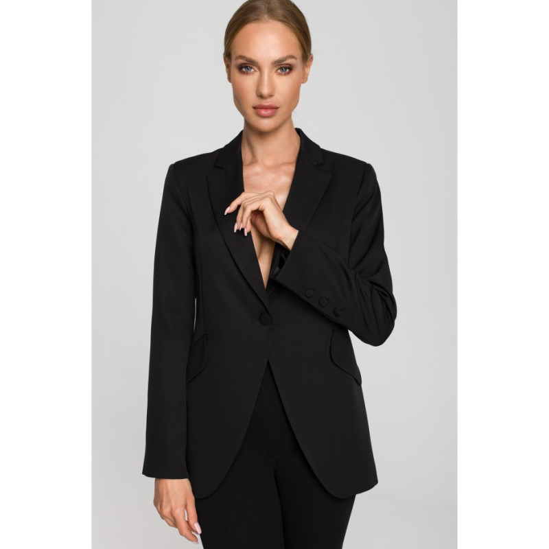 M701 One-button jacket with asymmetrical lapels - black