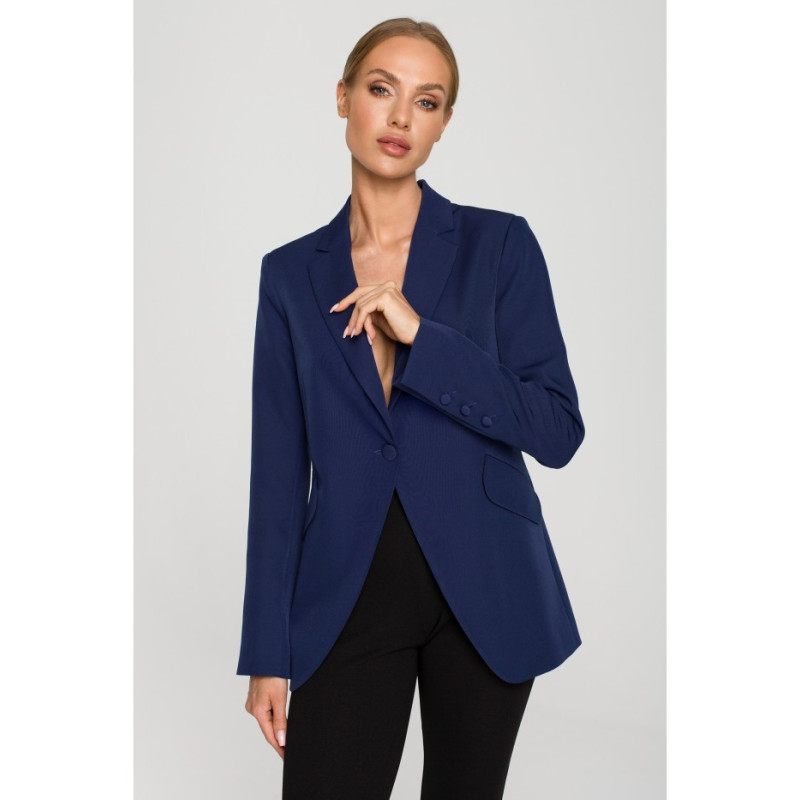 M701 One-button jacket with asymmetrical lapels - navy blue