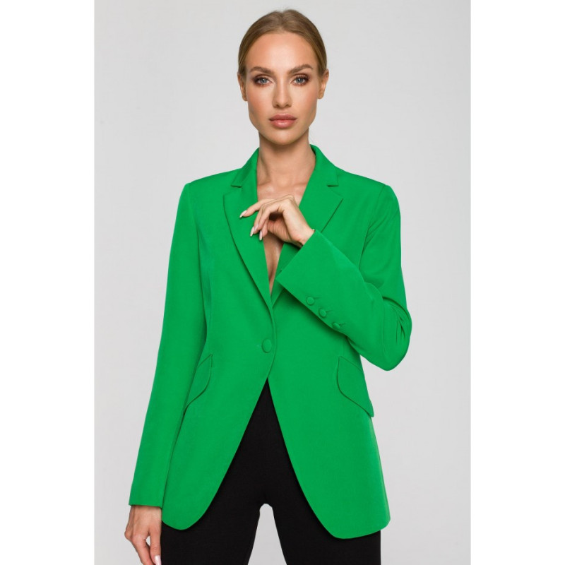 M701 One-button jacket with asymmetrical lapels - luscious green