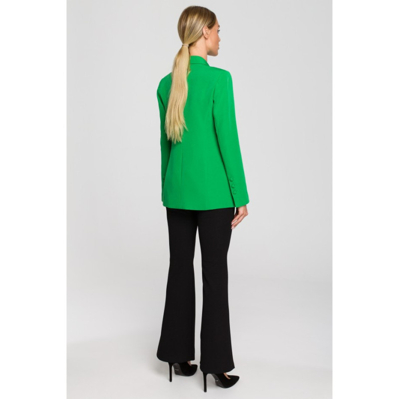 M701 One-button jacket with asymmetrical lapels - luscious green