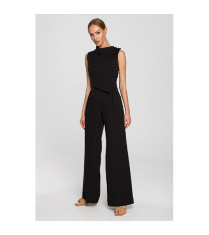 M702 Sleeveless jumpsuit with double front - black