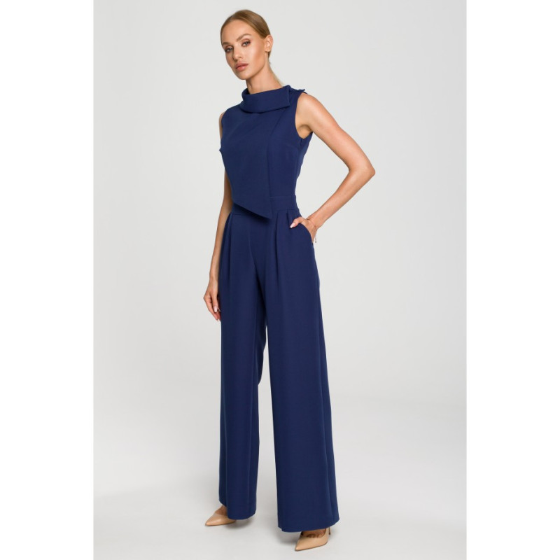 M702 Sleeveless jumpsuit with double front - navy blue