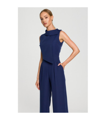 M702 Sleeveless jumpsuit with double front - navy blue