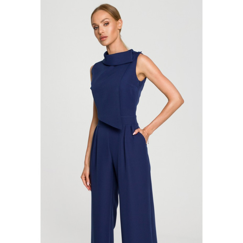 M702 Sleeveless jumpsuit with double front - navy blue