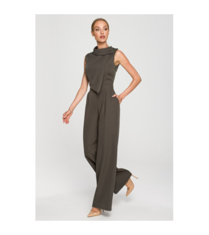 M702 Sleeveless jumpsuit with double front - khaki