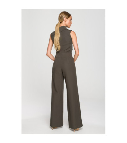 M702 Sleeveless jumpsuit with double front - khaki