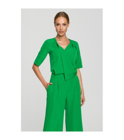 M703 Jumpsuit with decorative neckline - juicy green