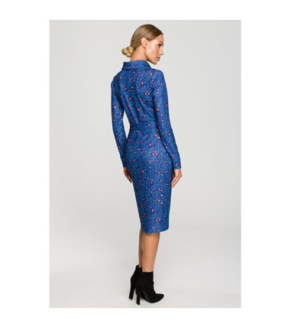 M706 Pencil dress with print and collar - model 1