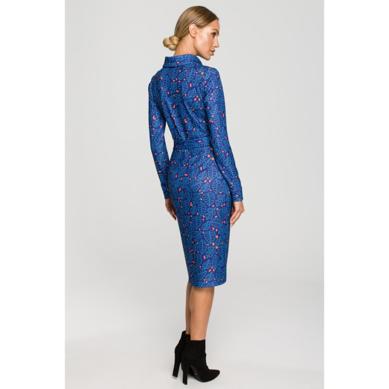 M706 Pencil dress with print and collar - model 1