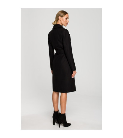 M708 Classic cut coat with belt - black