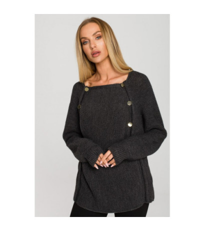 M712 Sweater with decorative buttons - graphite