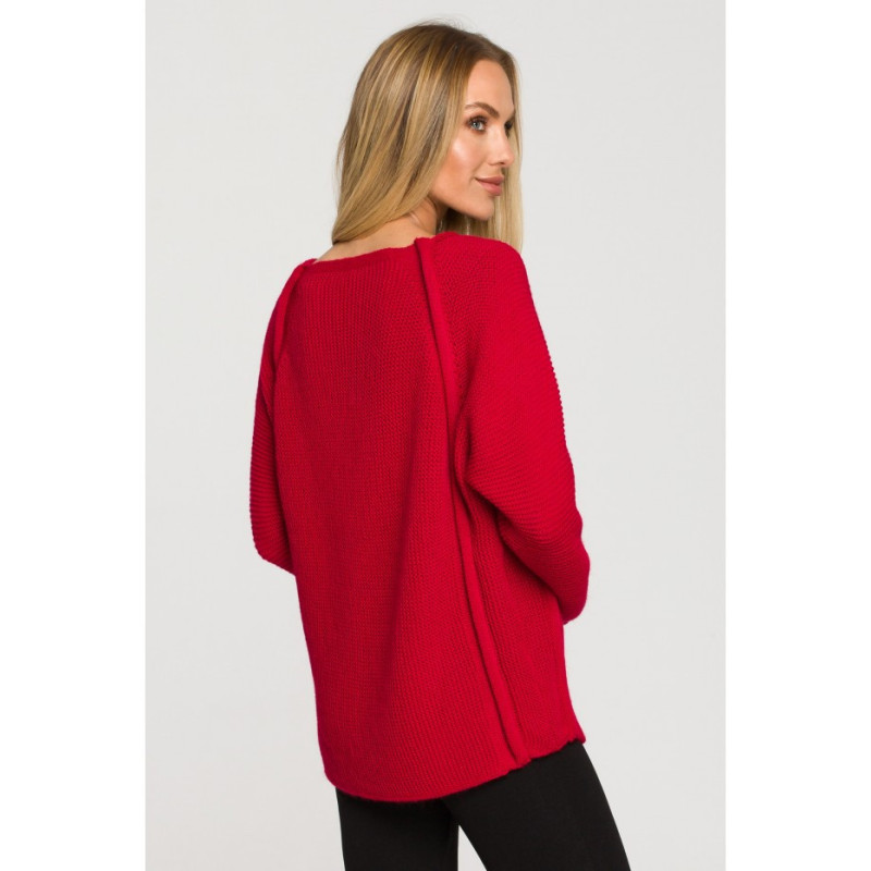 M712 Sweater with decorative buttons - raspberry