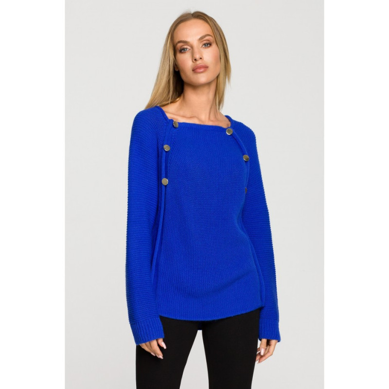 M712 Sweater with decorative buttons - sapphire