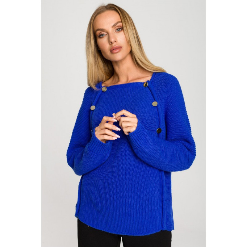 M712 Sweater with decorative buttons - sapphire