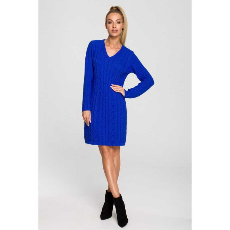 M713 Dress with plaid weave on the front - sapphire