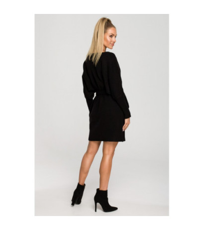 M714 Overlap sweater dress - black