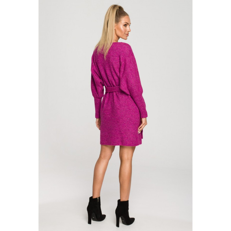 M714 Overlap sweater dress - raspberry