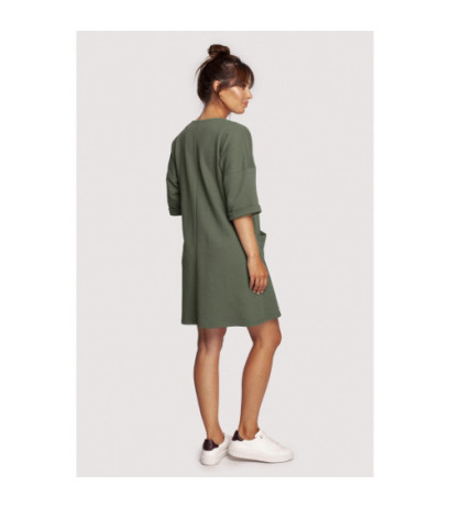 B233 Tunic with deep neckline and pockets - khaki