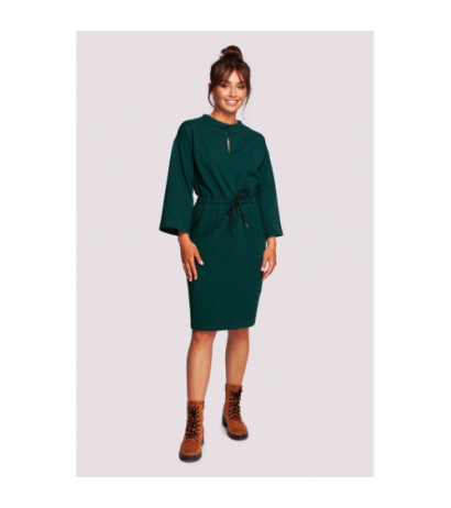 B234 Dress drawn at the waist with ties - dark green