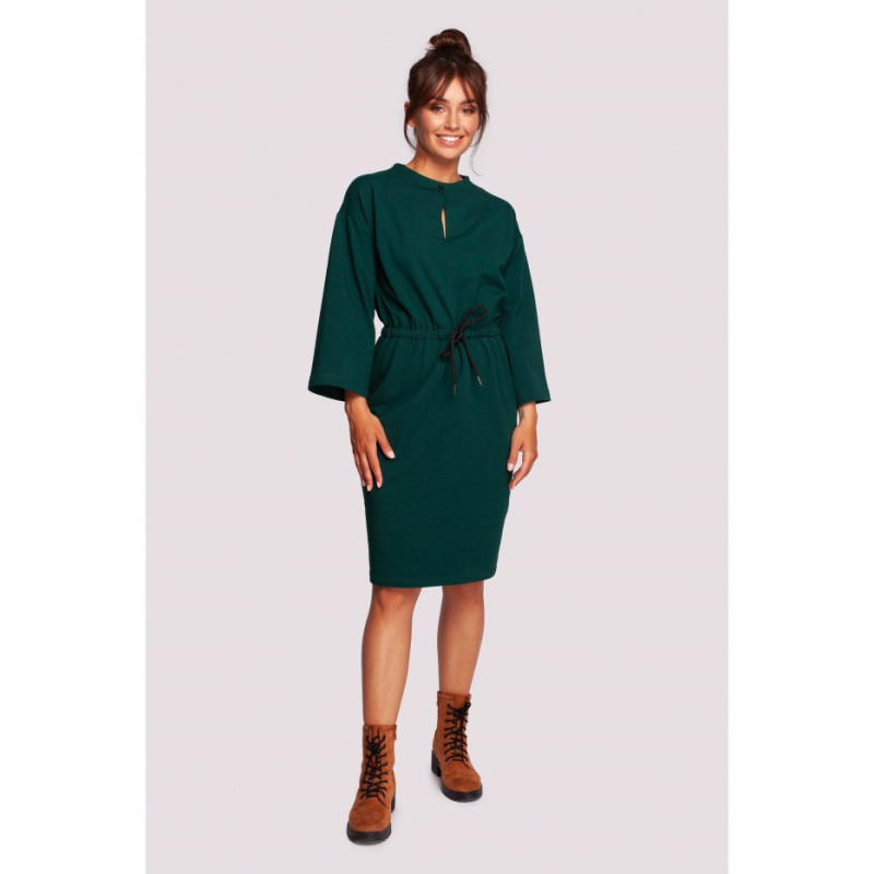 B234 Dress drawn at the waist with ties - dark green