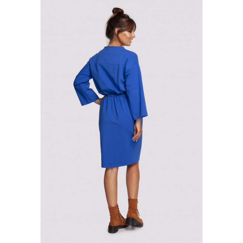 B234 Dress drawn at the waist with ties - cornflower blue