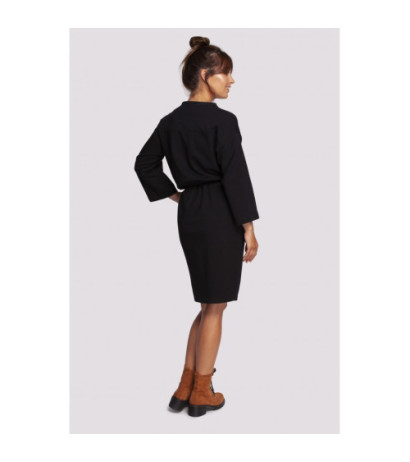 B234 Dress drawn at the waist with ties - black